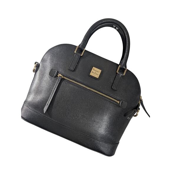Dooney & Bourke Handbags - DOONEY & BOURKE! RICH BLACK GENUINE LEATHER, GOLD HARDWARE HAND BAG, PURSE!